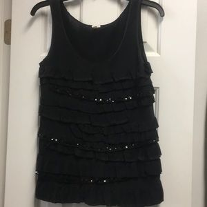 J Crew tank top with ruffles and sequins.